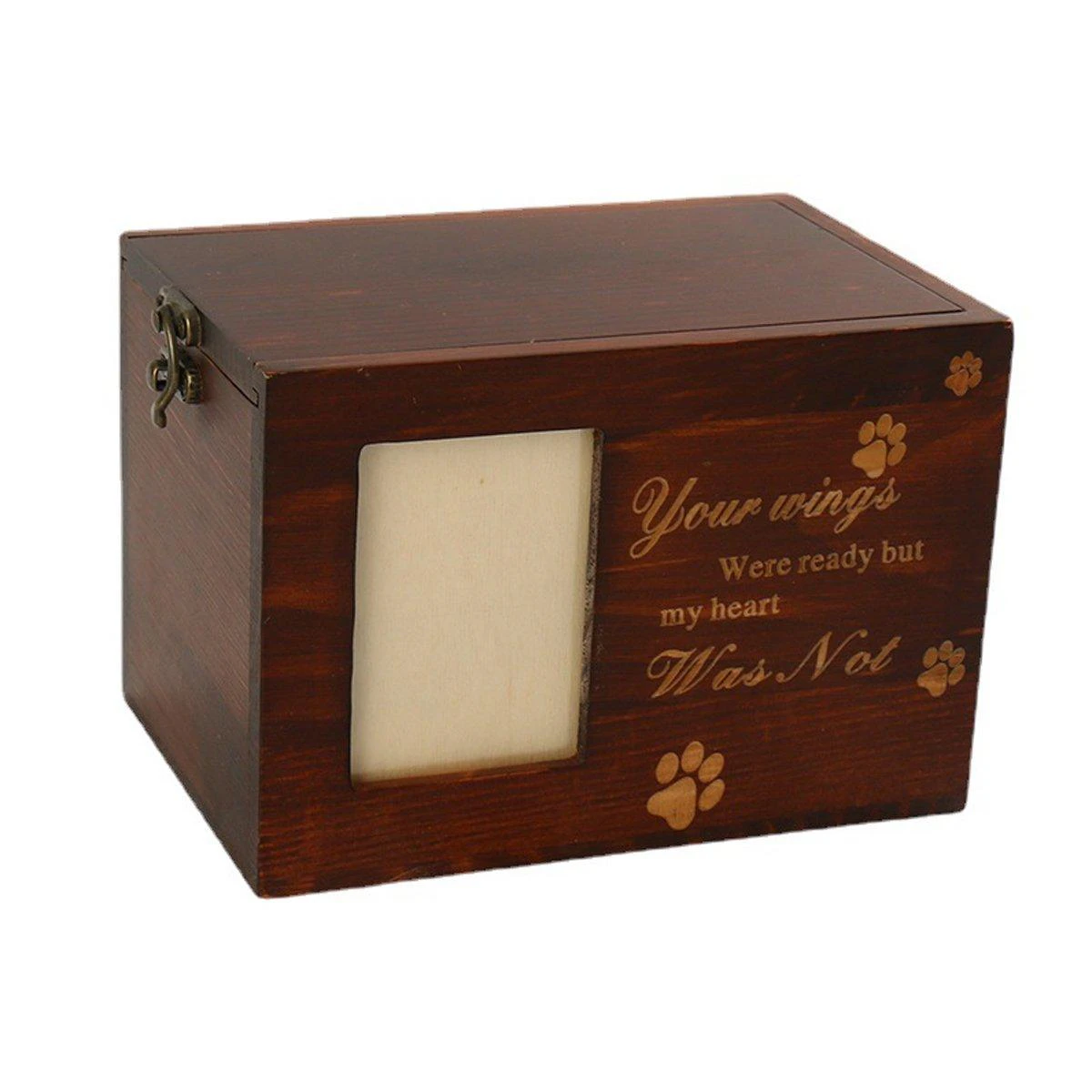 1x Wooden Pet Memorial Urn For Ashes With Photo Frame Cat/Dog Memory Box Keepsak - Red