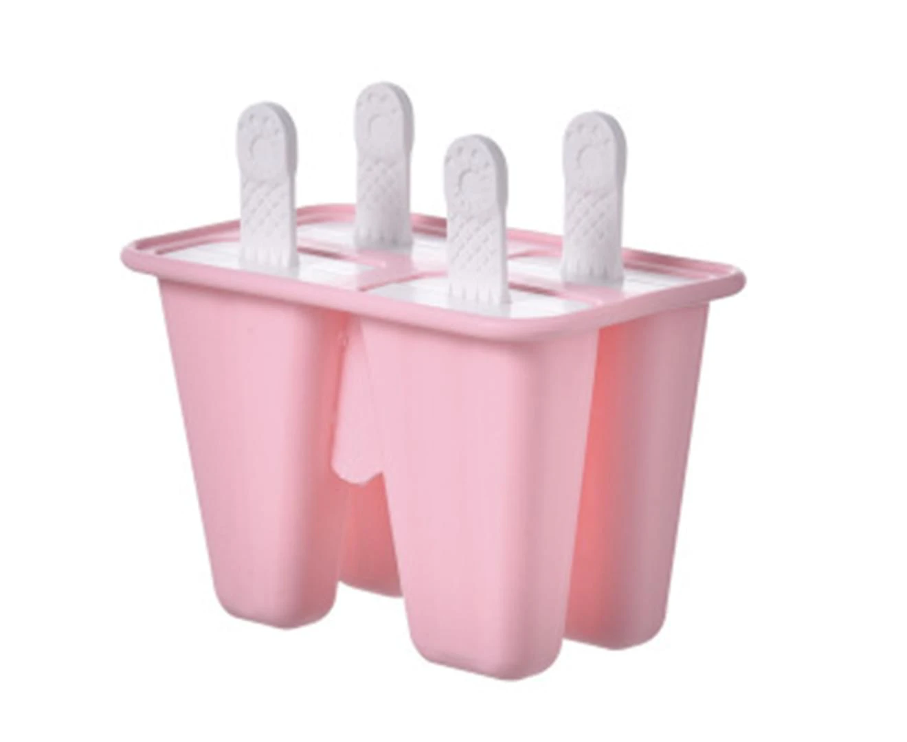 Popsicle Molds 4 ice trays Silicone Ice Pop Molds Reusable Easy Release Ice Pop Maker Popsicle with handle pink