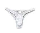 Men Briefs U Convex Breathable Elastic Transparent Ultra-soft Non-slip Low Rise Stretchy Men Underpants for Inner Wear - White