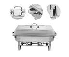 9l 4.5x2 Bain Marie Bow Food Buffet Warmer Pan Chafing Dish Stainless Steel Catering Warmer Set With Trays, Lid, Fuel Holder Party Banquet Dining