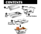 9l 4.5x2 Bain Marie Bow Food Buffet Warmer Pan Chafing Dish Stainless Steel Catering Warmer Set With Trays, Lid, Fuel Holder Party Banquet Dining