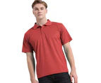 Plain Polo Shirts Solid Colour Golf Shirt Short Sleeve Pique Classic Fit Cool Dry - Burgundy Wine Red