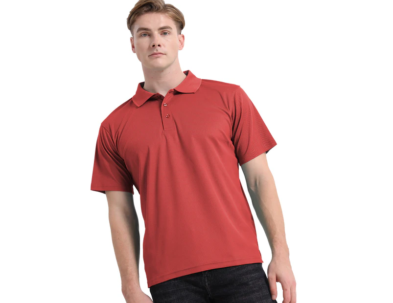 Plain Polo Shirts Solid Colour Golf Shirt Short Sleeve Pique Classic Fit Cool Dry - Burgundy Wine Red