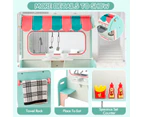 Costway 2-in-1 Kids Play Kitchen Double-sided Cooking Toy Wooden Pretend Restaurant Playset Children Birthday Gift