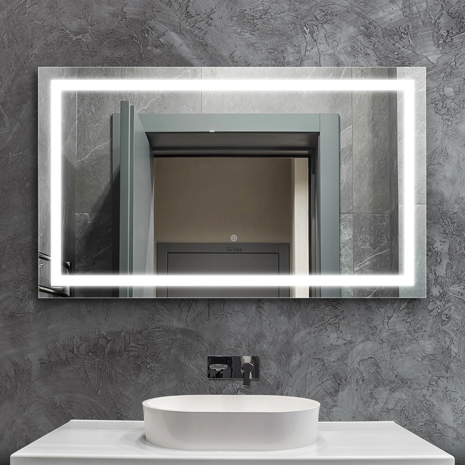 Welba LED Rectangle Bathroom Mirror Anti-fog Makeup Wall Mirrors 1200x700mm