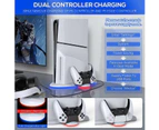 PS5 Slim Stand and Cooling Station with Controller Charging Station for Playstation 5 Console, PS5 Controller Charger with 9 RGB Light