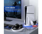 PS5 Slim Stand and Cooling Station with Controller Charging Station for Playstation 5 Console, PS5 Controller Charger with 9 RGB Light