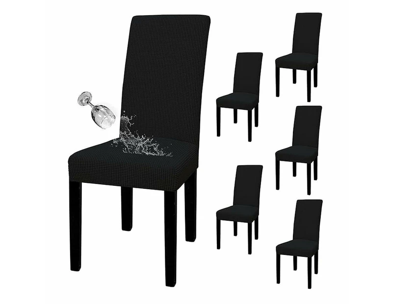 Toscano 6 Pcs Dining Chair Covers Waterproof Stretch for Home Banquet-Black