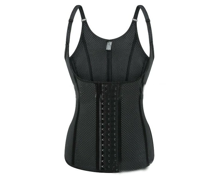 Womens' Waist Trainer Vest Breathable Shapewear 12 Bone Latex Breast Support Corset-black