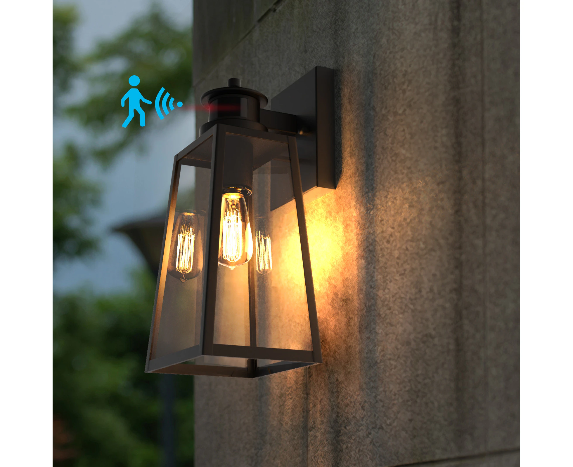 BERNY Exterior Wall Light with Motion Sensor Dusk to Dawn IP44 Matt Black