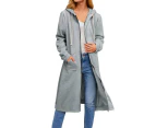 Women Casual Zip up Hoodies Tunic Sweatshirt Long Hoodie Jacket-grey