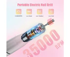 Rechargeable 35000 rpm Nail Drill Machine,Portable Acrylic Gel Polish Remover Nail Drill Machine with 6 Nail Bits, Manicure Pedicure Polishing Tools