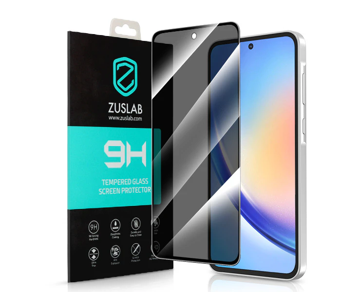 ZUSLAB Galaxy A55 Privacy Screen Protector Tempered Glass Case Friendly 9H Hardness Anti Spy for Samsung (2024)