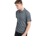 Plain Polo Shirts Solid Colour Golf Shirt Short Sleeve Pique Classic Fit Cool Dry - Charcoal Grey