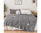 Solid Soft Flannel Plush Throw Sofa Bedding Blanket-Grey