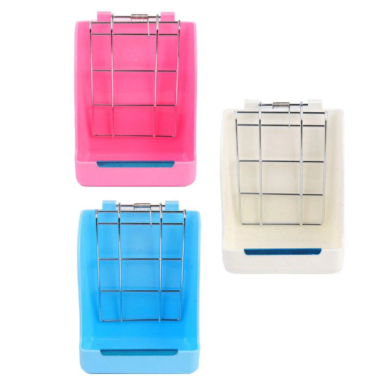 Pet Rabbit Hay Feeder Small Animal Hamster Pig Less Wast Hay Rack Corner Plastic - Pink