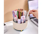 360 Degree Rotating Desk Pen Organizer with 5 Compartments-Beige