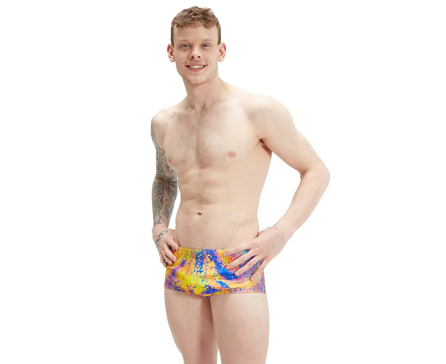 Speedo Club Training Allover Digital Brief 17cm - Black / Orchid / Lemon / Blue