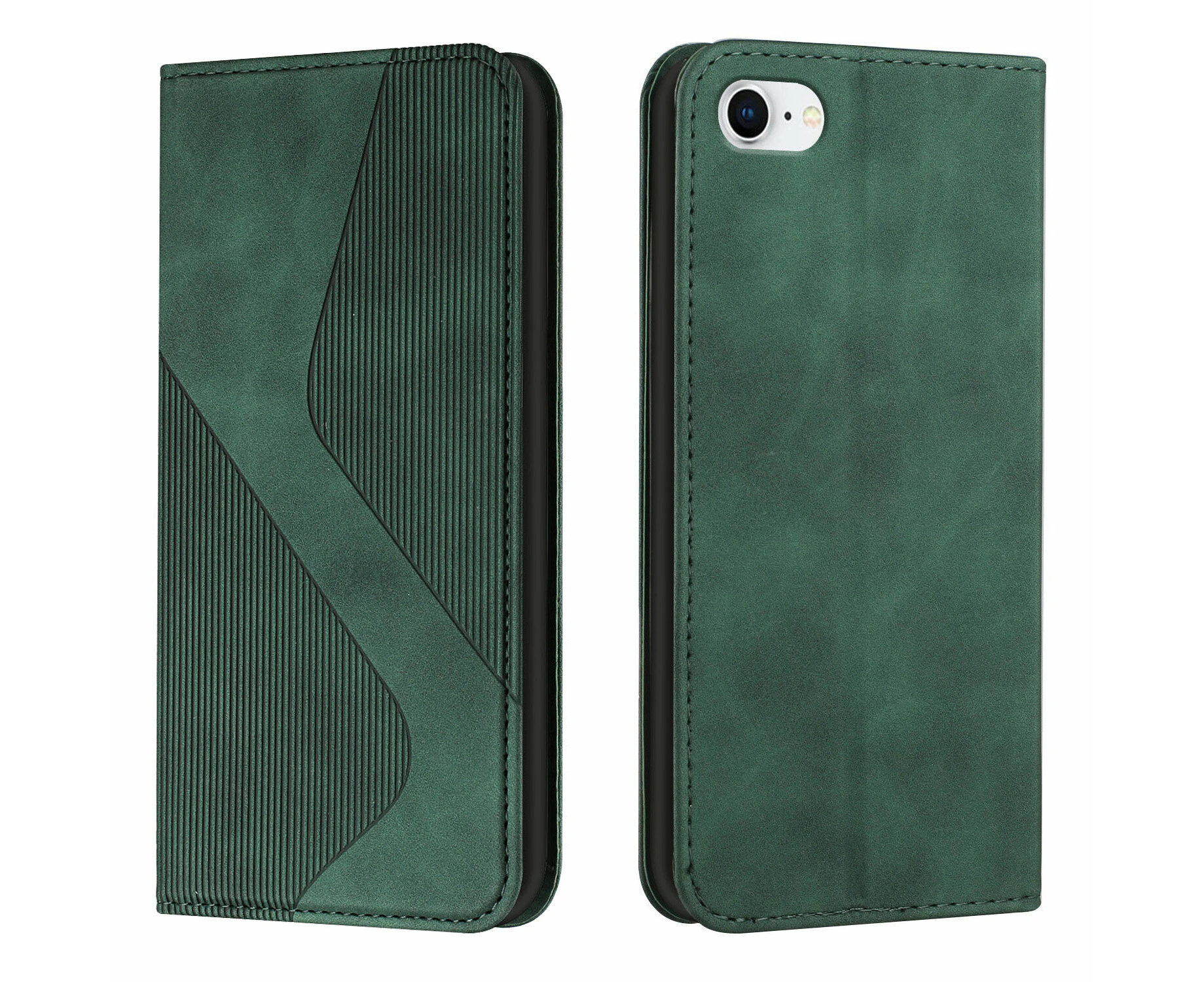 Protective Case for iPhone 6/7/8/SE 2020/SE 2022, Magnetic Flip Phone Case with Card Holder - Green