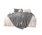 Solid Soft Flannel Plush Throw Sofa Bedding Blanket-Grey