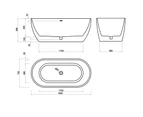 Oval Acrylic Bath Tub Bath Gloss White Freestanding Bathtubs with Overflow 1500mm/1700mm