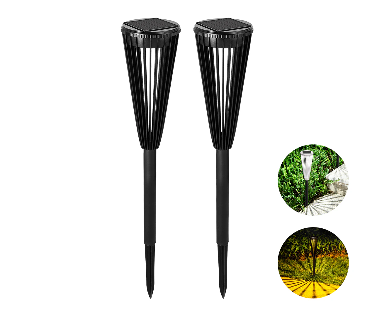 CLORA 2PCS Solar Pathway Lights Outdoor Garden Yard Decor Landscape Patio Driveway Lamp Black