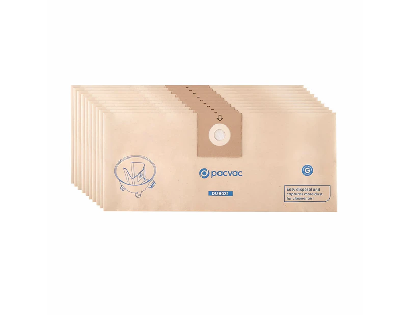 Pacvac 10 x Glide Paper Sealed Vacuum Cleaner Bags 15L