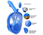 Kids Full Face Diving Snorkel Mask Detachable Swimming Snorkeling Mask Water Sports --Blue