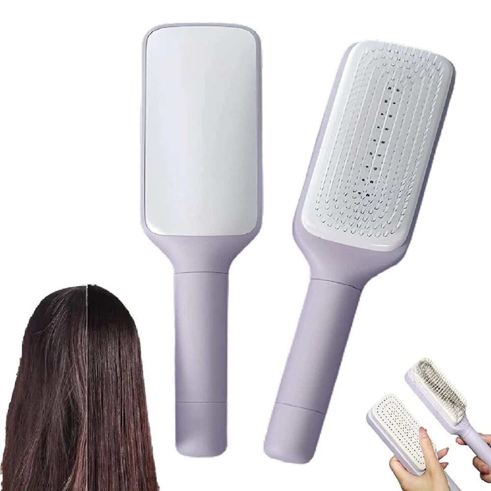 Hansona Anti-Static Massage Comb Scalable Rotate Lifting Hairbrush - Purple