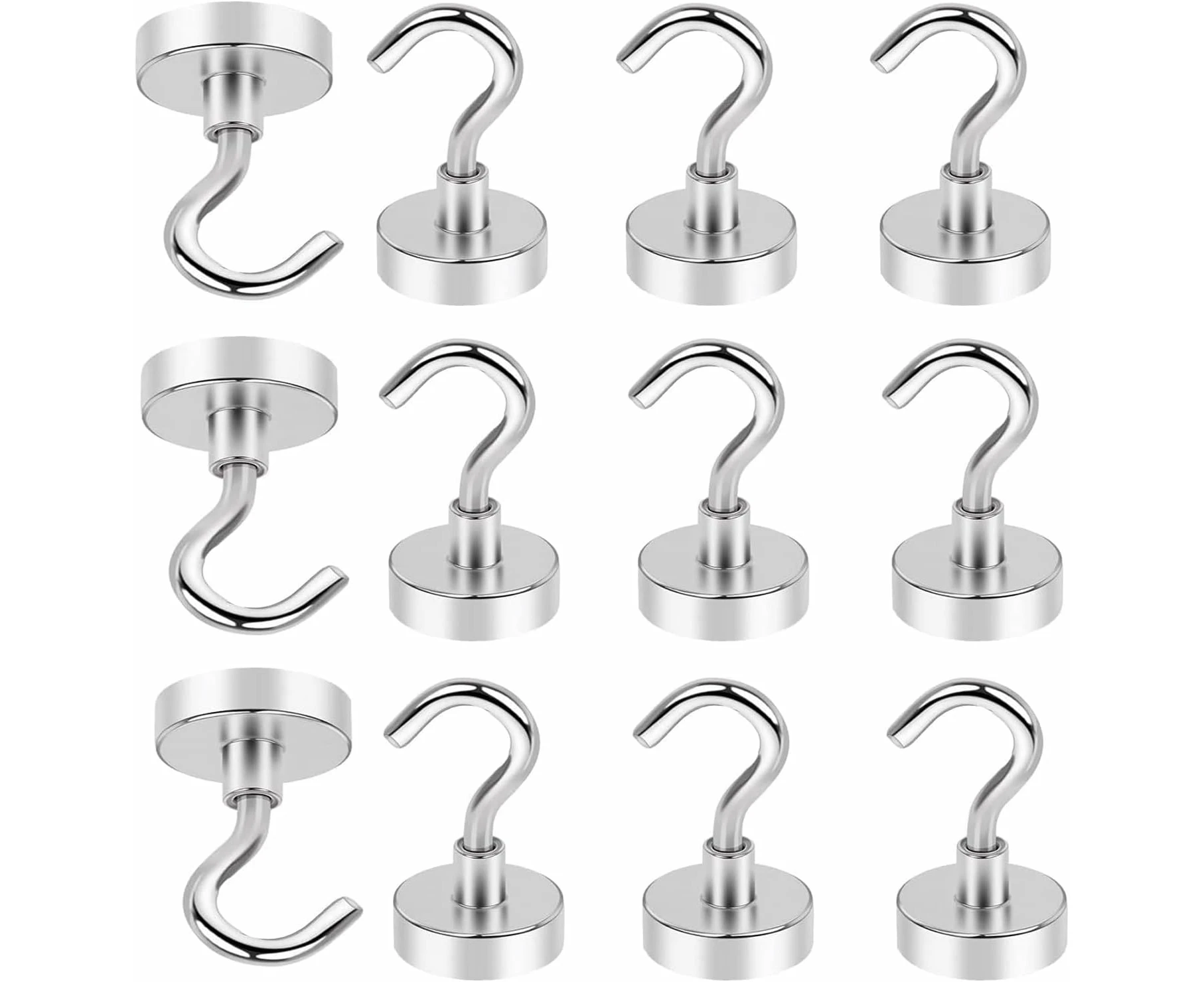 12 Pack Strong Magnetic Hooks, 25lbs Metal Magnet with Hooks, Magnetic Hooks for Hanging Heavy Duty,Refrigerator, Cruise Cabins, Whiteboard