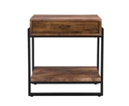 IHOMDEC Industrial Wood and Metal Night Stands with Drawer Rustic Dark Brown