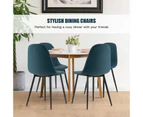 Giantex 2PCS Dining Chairs Upholstered Kitchen Chairs w/Metal Legs Office Lounge Chair Blue