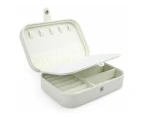 Portable Jewellery Box Travel Ornaments Ring Storage Organizer Makeup Case - WHITE