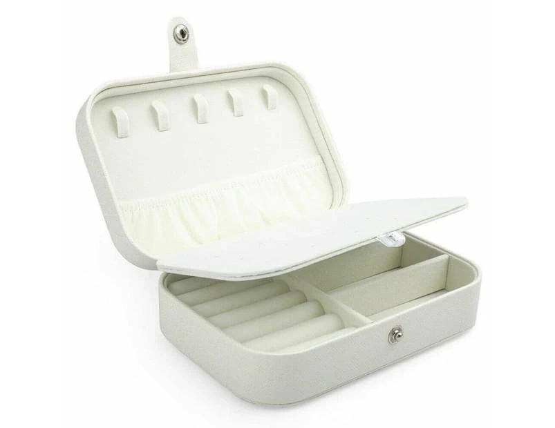 Portable Jewellery Box Travel Ornaments Ring Storage Organizer Makeup Case - WHITE