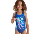 Speedo Junior Girls Digital Placement Swimsuit - Blue/Posie Pink