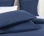 CleverPolly Premium Waffle Microfibre Quilt Cover Set - Indigo