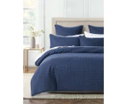 CleverPolly Premium Waffle Microfibre Quilt Cover Set - Indigo