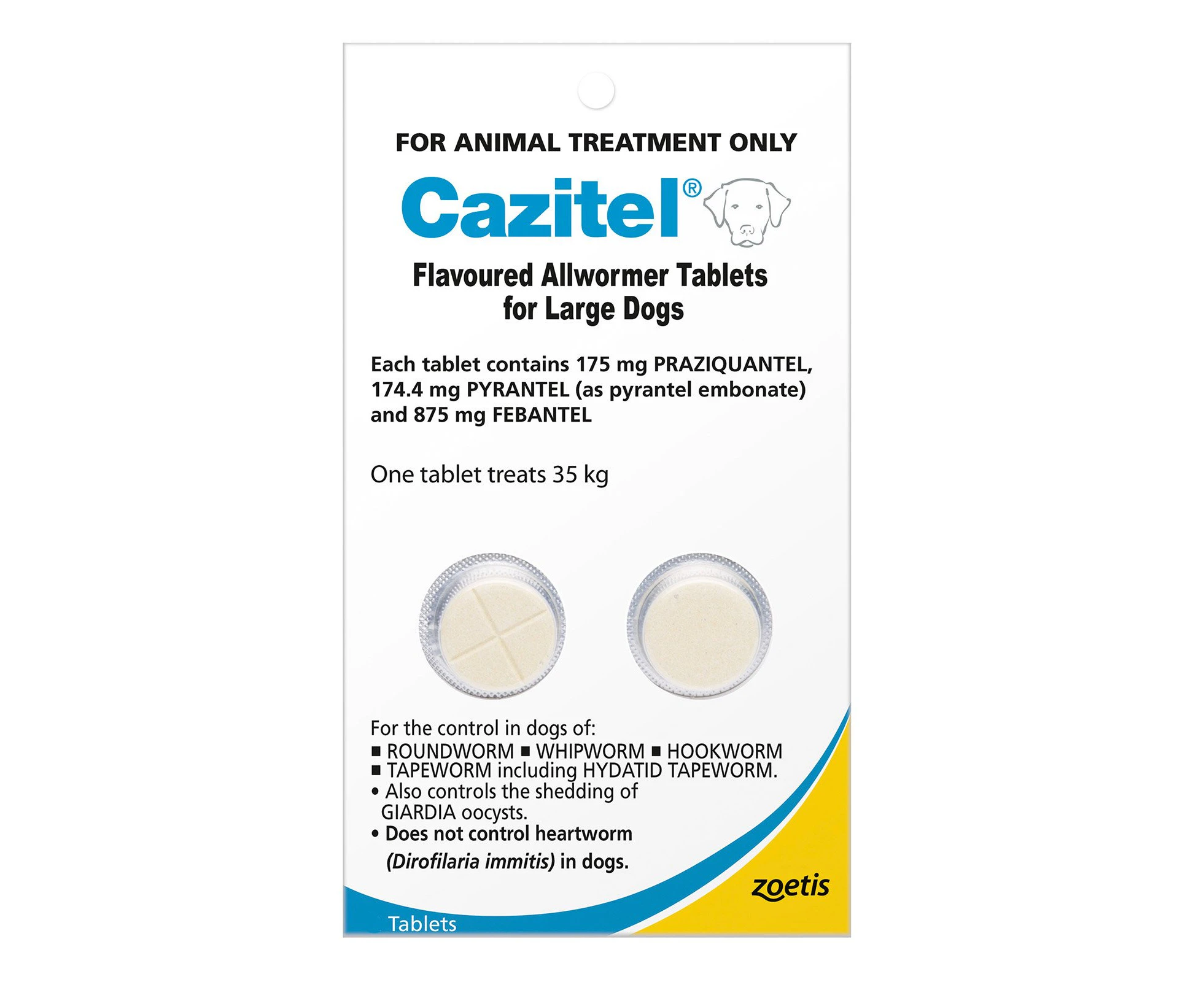 Cazitel Allwormer For Large Dogs 35Kg (Blue) 2 Tablet