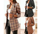 Women's Long Sleeve Blazer Slim Fit Lapel Button Down Jacket Coats Work Office Blazers-Khaki