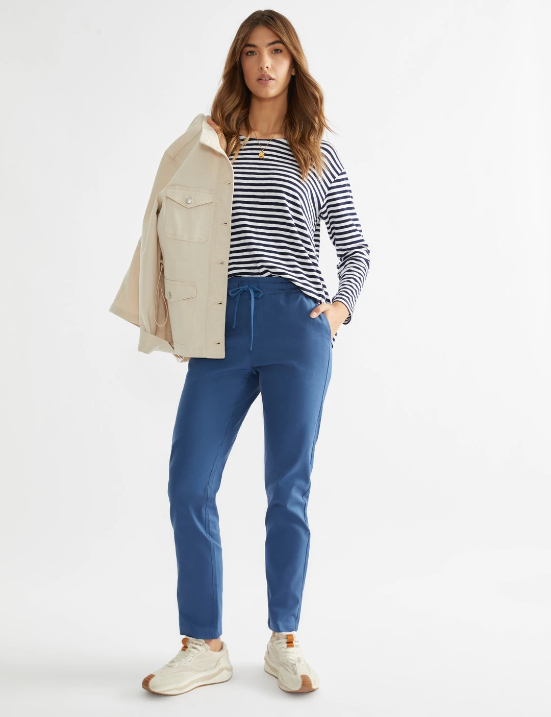 KATIES - Womens Pants / Trousers -  Twill Pull On Full Length Pants - Navy