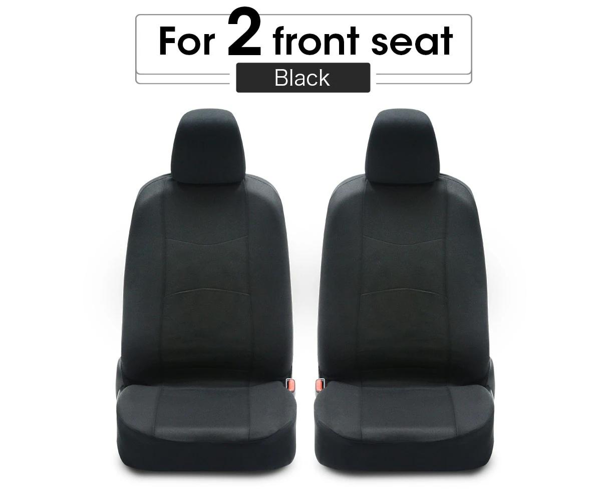 Universal Car Seat Cover Airbag Ventilation Cloth Protect Cushion Autos Interior Accessories Fit Cars Seats Cover Automotive—2 seats-Black