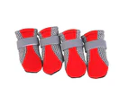 4Pcs XL Size Anti Slip Waterproof Protective Dog Shoes Rain Boots Pet Socks Booties - Red