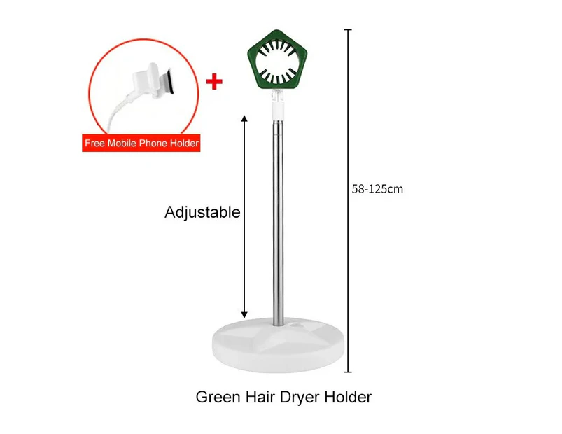 2022 Portable Pet Hair Dryer Holder Adjustable Hair Dryer Stand Hanger Human Mobile Phone Holder Bracket Dropship Suppliers—Green 58-125cm