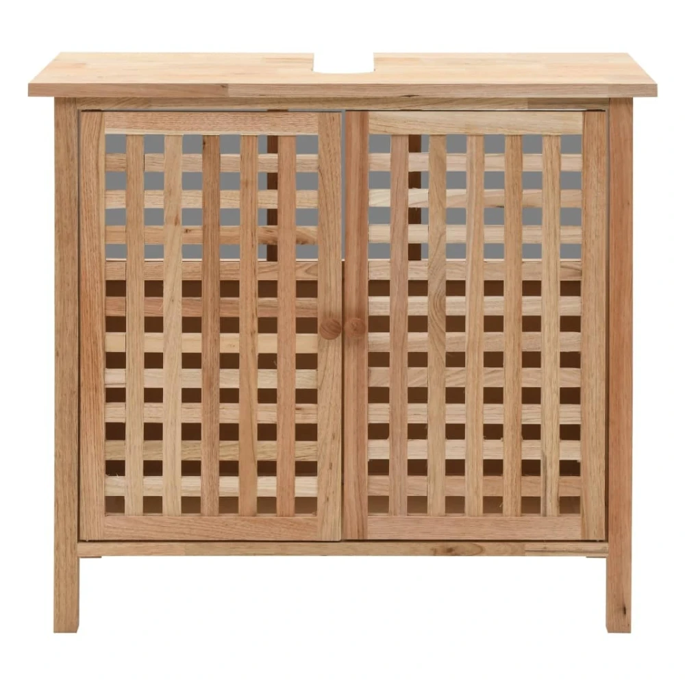 Wooden Sink Cabinet Bathroom Storage Cupboard Vanity Unit Stylish Lattice Design 50x35x12cm