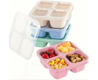 4 Pack Bento Box Adult Lunch Box, 5 Compartment Meal Prep Container for Kids, Reusable Food Storage Snack Containers Stackable for School, Work and Travel