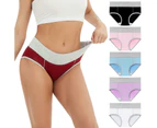 Women's Cotton High Waisted Panties Full Coverage Briefs 5 Pack-pink