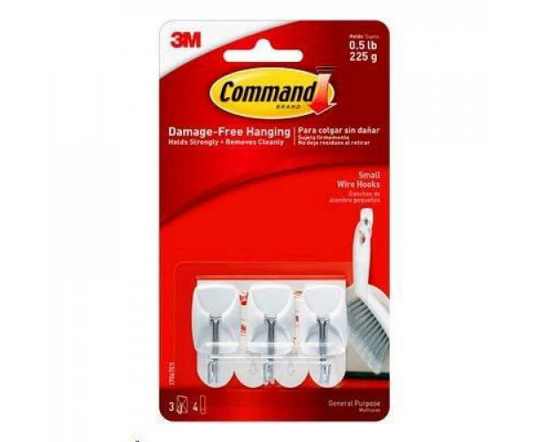 3M Command XA004193422 Wire Hooks Small, White [XA004193422]