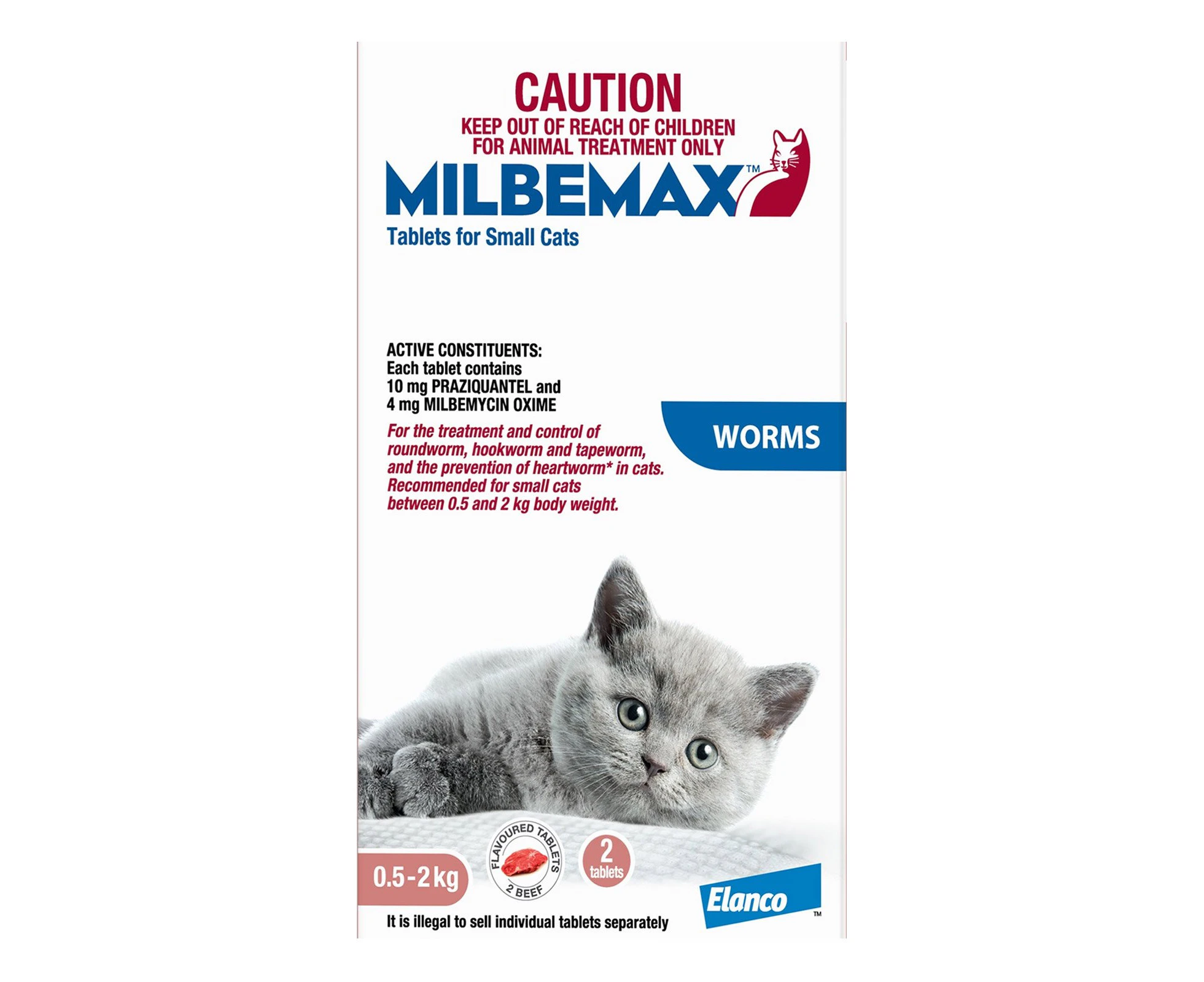 Milbemax Allwormer Tablets For Small Cats 0.5 To 2 Kg 4 Tablets