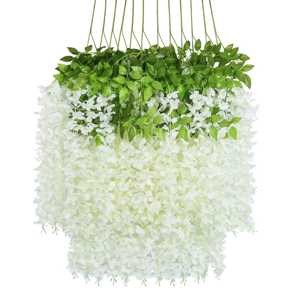 OutVerly Garden Artificial Hanging Flowers Decoration - White