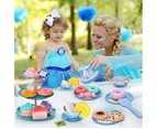 Frozen Toys for Girls - Elsa Princess Tea Party Set for Little Girls - 48 Pack Kids Kitchen Pretend Toy with Tin Tea Set, Desserts & Carrying Case